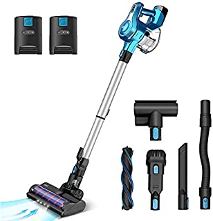 INSE Cordless Vacuum Cleaner with 2 Batteries, Up to 80min Runtime, Stick Handheld Vacume Super Powerful Lightweight Quiet Rechargeable for Hardwood Floor Carpet Pet Hair Car Bed - S6P