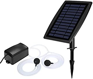 Solar Oxygen Air Fountain Pump, Solar Powered Watering Pump Kit with Aquarium Oxygen Pipe and Air Bubble Stone, Outdoor Oxygenator Aerator for Garden Fish Tank Pool Fishing Pond (2.5W)