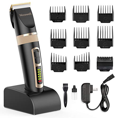 Nicewell Hair Clippers for Men Kids, 2-Speed Cordless Hair Trimmer Grooming Haircut Kit with Charge Station and 9 Attachment Guide Combs