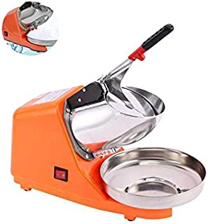 LHK Electric Ice Shaver, Commercial Industrial Quality Snow Cone Maker, 300W 2200R/Min Stainless Steel Blade Shaved Ice Kitchen Machine Orange