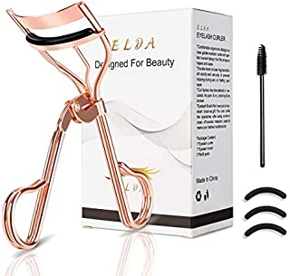 ELDA Eyelash Curler Golden Professional Lash Curler Set With Eyelash Brush & Refill Replacement Pads Lashes Curler No Pinching Eyelashes Curler Fits All Eye Shapes