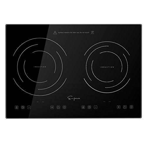 Empava IDC12B2 Horizontal Electric Stove Induction Cooktop with 2 Burners in Black Vitro Ceramic Smooth Surface Glass 120V, 12 Inch