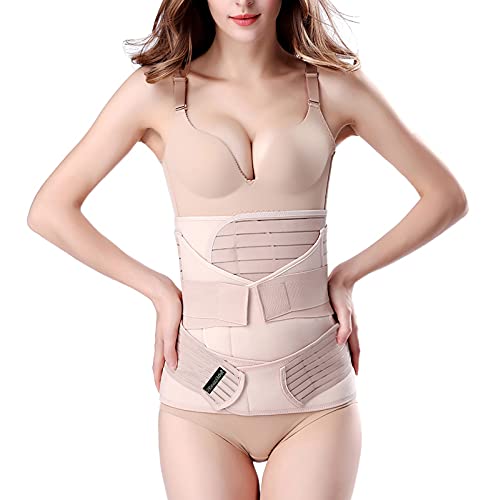 3 in 1 Postpartum Support - Recovery Belly/waist/pelvis Belt Shapewear Slimming Girdle, Beige, One Size