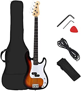 Costzon Full Size Electric 4 String Bass Guitar for Beginner Complete Kit, Rose Fingerboard and Bridge, w/Two Pickups & Two Tone Control, Guitar Bag, Strap, Guitar Pick, Amp Cord (Yellow)