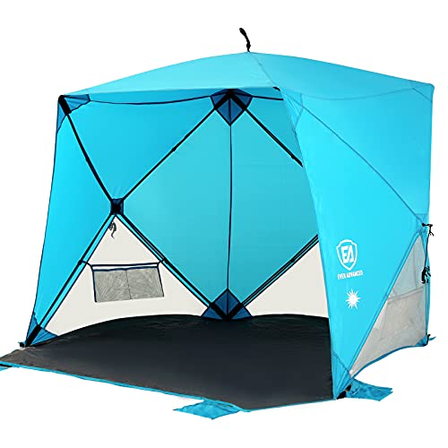 EVER ADVANCED Pop Up Beach Tent Travel Sun Shelter for 2-3 Person, Easy Setup Portable Tents Waterproof Sun Shade Cabana Canopy with Carry Bag UPF 50+ Sunshade Outdoor, Blue