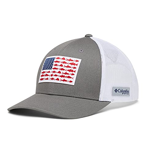 Columbia PFG Snap Back Fish Flag Ballcap, Titanium/White, One Size