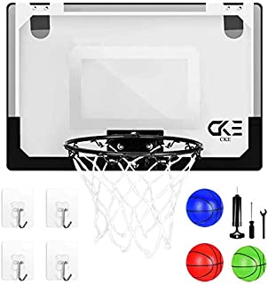 CKE Indoor Mini Basketball Hoop for Door Wall Living Room Office with 3 Balls 4 Non-Marking Hooks 15.7