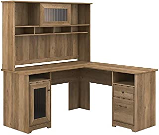 Bush Furniture Cabot L Desk with Hutch, Reclaimed Pine