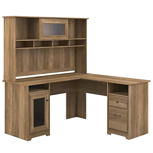 Bush Furniture Cabot L Desk with Hutch, Reclaimed Pine