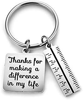 XGAKWD Teacher Appreciation Gift Keychain - Thanks for Making a Difference in My Life Teacher Key Chain for Women Men, Birthday Graduation Christmas Gifts for Teachers (Ruler)