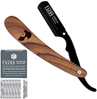 100 BLADES + Facón Professional Vintage Straight Edge Barber Razor - Salon Quality Cut Throat Shavette