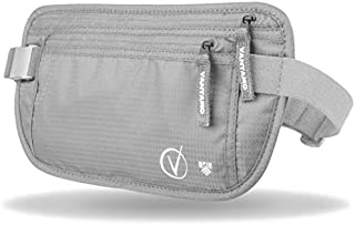 Money Belt For Travel Hidden, RFID Protected Waist Wallet, Fits Passport & Phone with cover, Includes 2 Global Recovery Tags (Regular, Light Gray)