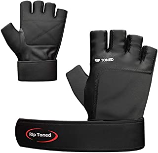 Rip Toned Weight Lifting Gloves with Wrist Wraps Safety & Support for Weightlifting, Bodybuilding, Xfit, Powerlifting, Strength Training - Men & Women (Black - Medium)