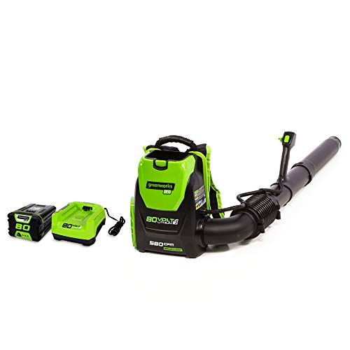 Greenworks 80V 145MPH - 580CFM Cordless Backpack Leaf Blower, 2.5Ah Battery and Charger Included BPB80L2510