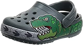 Crocs unisex baby Fun Lab Dino Band Lights | Light Up Shoes, Slip on Water Shoes for Boys, Girls Clog, Slate Grey, 10 Toddler US