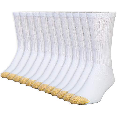 Gold Toe Men's 656s Cotton Crew Athletic Socks, Multipairs, White (12-Pairs), Large