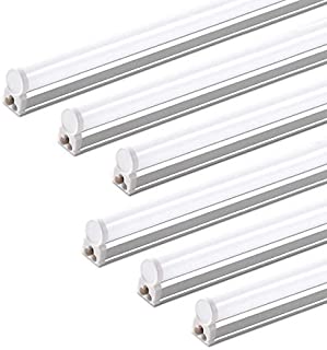 (Pack of 6) Barrina LED T5 Integrated Single Fixture, 4FT, 2200lm, 6500K (Super Bright White), 20W, Utility Shop Light, Ceiling and Under Cabinet Light, Corded electric with built-in ON/OFF switch