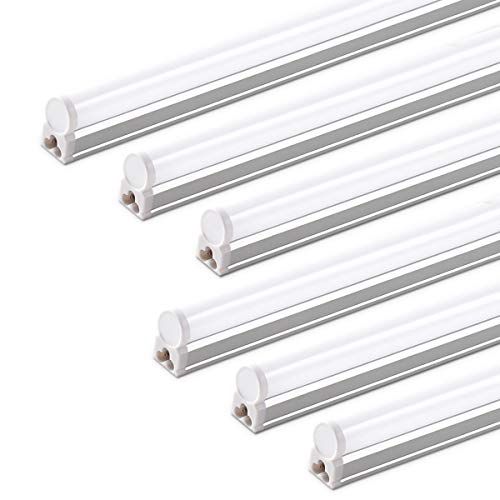 (Pack of 6) Barrina LED T5 Integrated Single Fixture, 4FT, 2200lm, 6500K (Super Bright White), 20W, Utility Shop Light, Ceiling and Under Cabinet Light, Corded electric with built-in ON/OFF switch