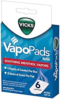 Vicks VapoPads, 6 Count  Soothing Menthol Vapor Pads for Vicks Humidifiers, Vaporizers, Waterless Vaporizers, and Plug-Ins, VSP-19