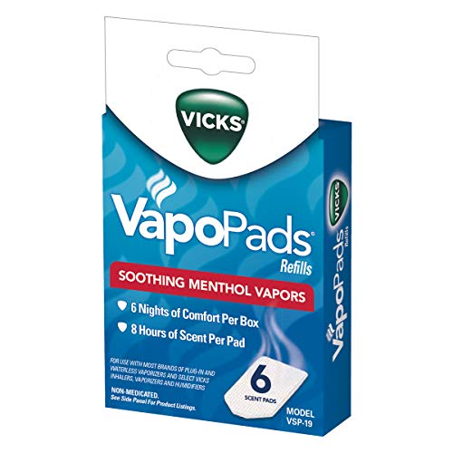 Vicks VapoPads, 6 Count  Soothing Menthol Vapor Pads for Vicks Humidifiers, Vaporizers, Waterless Vaporizers, and Plug-Ins, VSP-19