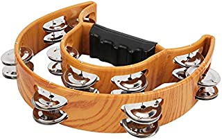 Bnineteenteam Handheld Tambourine,Rattle wth Double Row 20 Pairs Metal Jingles Tambourine for Adults Kids Games Party