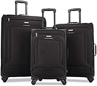 American Tourister Pop Max Softside Luggage with Spinner Wheels, Black, 3-Piece Set (21/25/29)