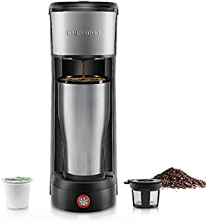 Chefman InstaCoffee Single Serve Coffee Maker Compatible with K-Cup Pods, Grounds & Loose-Leaf Tea w/Reusable Filter, Compact 14 oz, Black/Stainless Steel, Mug Not Included