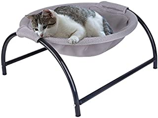 NOYAL Cat Hammock Bed, Elevated Pet Bed Breathable Hanging Nest with Detachable Cover and Heavy Duty Iron Frames Cat Cooling Cot for Kitty & Puppy (Gray)