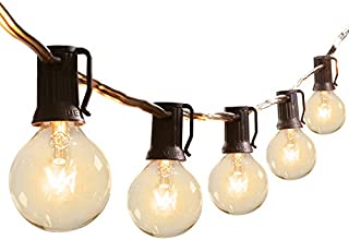 Brightown Outdoor Patio String Lights-100Ft G40 Backyard Lights with 104 5W Edison Clear Bulbs(4 Spare), UL listed Waterproof Hanging Lights for Balcony Porch Bistro Party Decor, C7/E12 Socket, Black