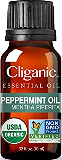 Cliganic USDA Organic Peppermint Essential Oil, 100% Pure Natural Undiluted, for Aromatherapy | Non-GMO Verified