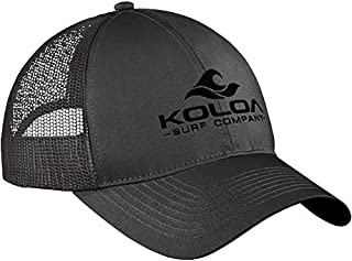 Koloa Surf Wave Classics Retro Trucker Cap - Mesh Snapback Hat-Charcoal/b