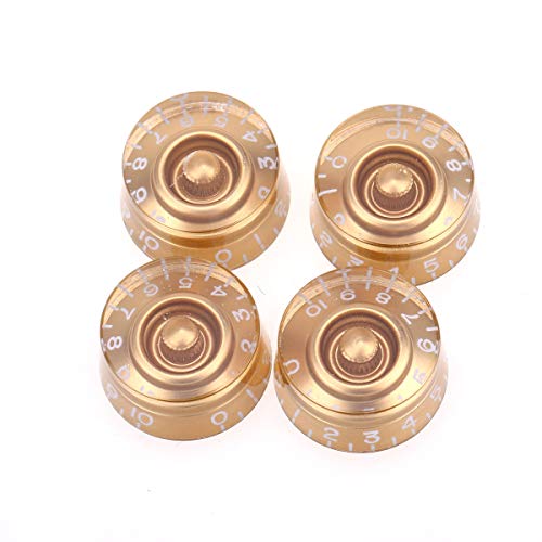 Musiclily Pro Imperial Inch Size Control Speed Knobs Compatible with USA Made Les Paul Style Electric Guitar, Gold (Set of 4)