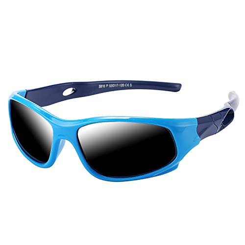 Pro Acme TR90 Unbreakable Polarized Sports Sunglasses for Kids Boys and Girls (Baby Blue)