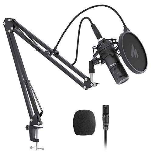 XLR Condenser Microphone Kit MAONO AU-PM320S Professional Cardioid Vocal Studio Recording Mic for Streaming, Voice Over, Project, Home-Studio
