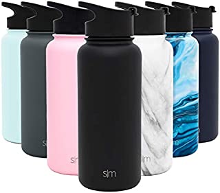 Simple Modern Insulated Water Bottle 1 Liter Reusable Summit Wide Mouth Stainless Steel Thermos Flask, 32oz Flip Lid, Midnight Black