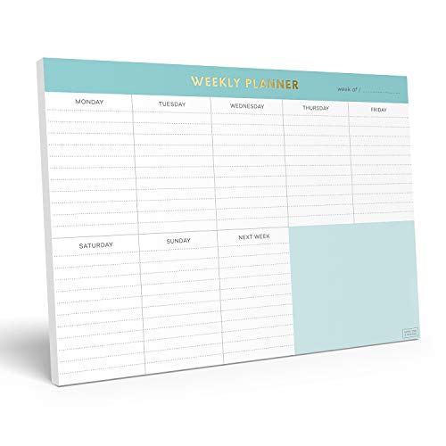 Sweetzer & Orange Weekly To Do List Pad. Minty Gold Weekly Planner Notepad with Daily Planner Agenda Squares. 7x10 Day Planner 2020 2021 - Student Planner, Work Planner and Checklist Note Pad.