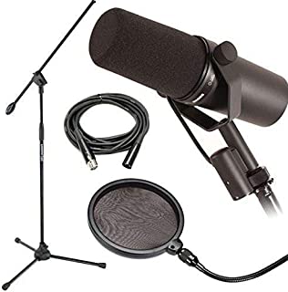 Shure SM7B Dynamic Vocal Mic Bundle w/ Mic Boom Stand, Pop Filter and 20ft XLR Cable