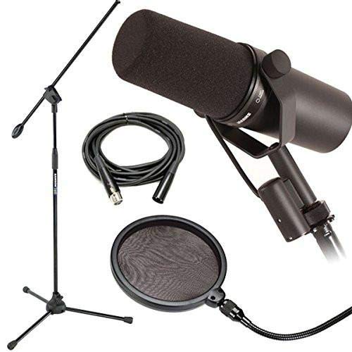 Shure SM7B Dynamic Vocal Mic Bundle w/ Mic Boom Stand, Pop Filter and 20ft XLR Cable