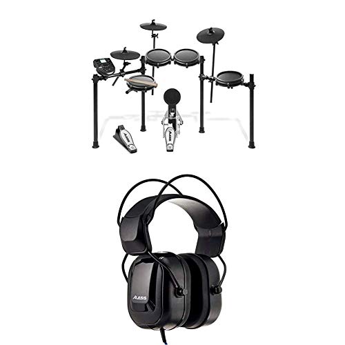 Alesis Nitro Mesh Kit  Eight Piece Mesh Electronic Drum Set With 385 Sounds + DRP100  Extreme Audio-Isolation Electronic Drum Reference-Headphones