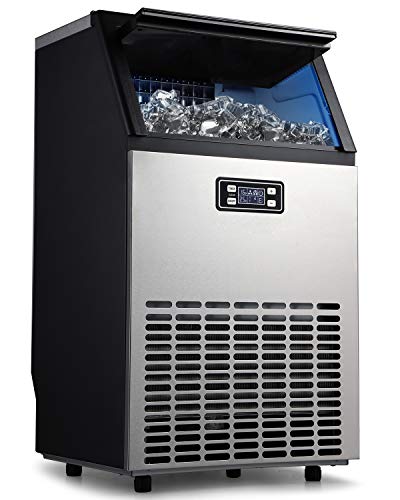 ADT Ice Mahcine Freestanding Stainless Steel Commercial Ice Maker Machine (Silver, 99LB)