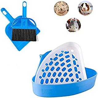 kathson Bunny Litter Box, Guinea Pig Litter Tray Ferret Potty Training Corner Litter Pan Cage Cleaner Litter Scooper for Chinchillas Drawf Rabbits