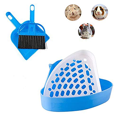 kathson Bunny Litter Box, Guinea Pig Litter Tray Ferret Potty Training Corner Litter Pan Cage Cleaner Litter Scooper for Chinchillas Drawf Rabbits