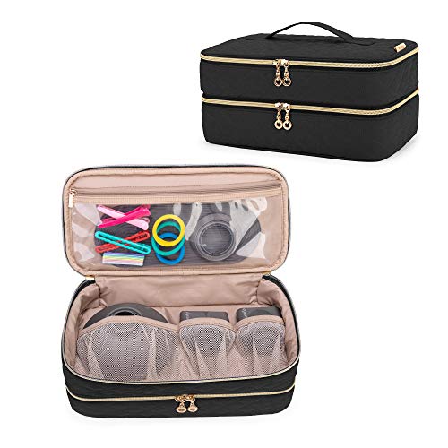 Teamoy Double-Layer Travel Organizer Bag Compatible with Dyson Supersonic Hair Dryer, Portable Travel Storage Bag for Hair Dryer and Attachments, Black(BAG ONLY)