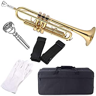 Aileen Lexington Standard Gold Bb Student Model Trumpet Includes Hard Case, Cleaning Rod and Cloth, Gloves