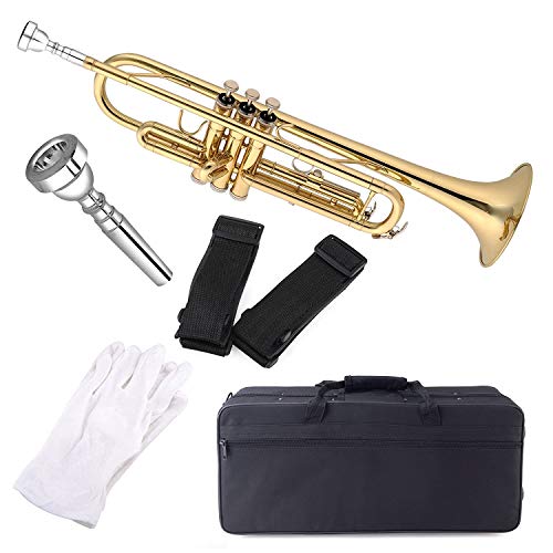 Aileen Lexington Standard Gold Bb Student Model Trumpet Includes Hard Case, Cleaning Rod and Cloth, Gloves