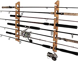 Rush Creek Creations 8 Fishing Rod Capacity Wall or Ceiling Garage Storage Rack, American Cherry, 1 Pack