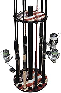 Rush Creek Creations Round 16 Fishing Rod Rack - Fishing Pole Holder and Storage, Americana