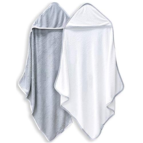 2 Pack Premium Bamboo Baby Bath Towel - Ultra Absorbent - Ultra Soft Organic Hypoallergenic Hooded Towels for Babies,Toddler,Infant - Newborn Essential -Perfect Baby Registry Gifts for Boy Girl