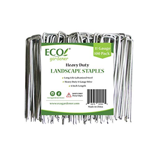 ECOgardener Extra Heavy Duty Galvanized Weed Barrier Landscape Fabric Staples