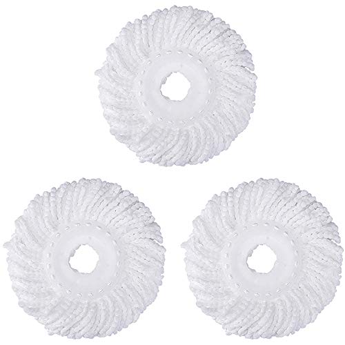 3 Pack Mop Head Replacement for Hurricane Spin Mop Replacement Head Microfiber Spin Mop Refills Easy Cleaning Round Shape Standard Size